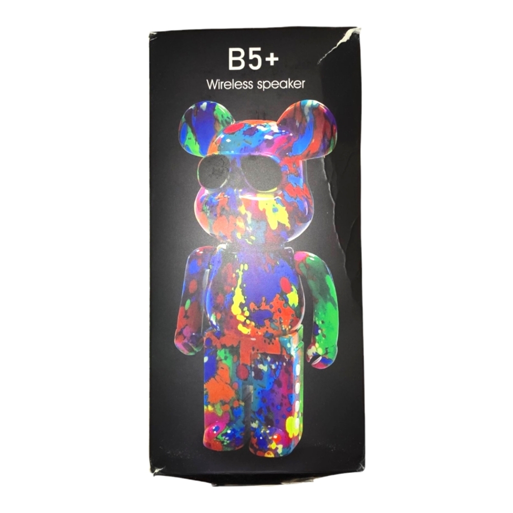 New in Box B5 + Wireless Graffiti Bear Speaker Paint Splotch Colorful Print